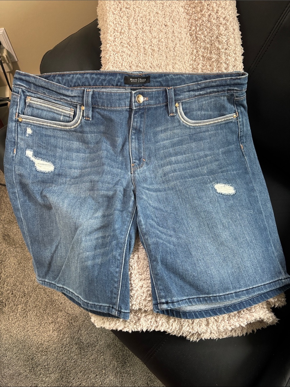White House Black Market Light Blue Distressed Denim Jean Shorts